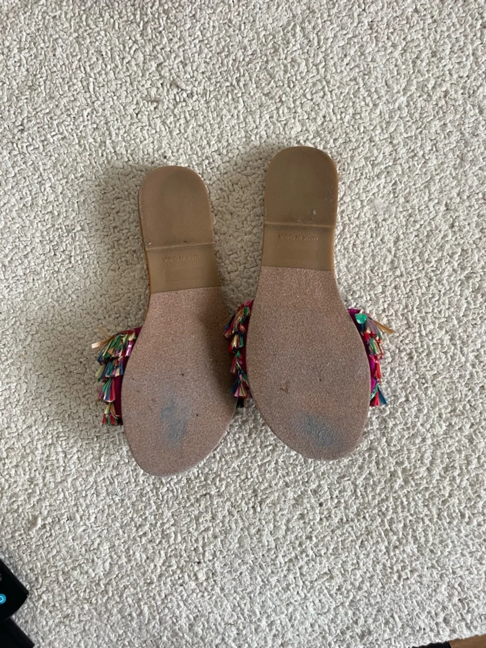 Betsey Johnson Rainbow Tassel summer vacation Cork Slide Sandals size 8 - Picture 8 of 9